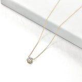 Round Cut Moissanite Pendant Choker Necklace in 14K Yellow Gold  for Women