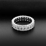 3MM Moissanite 14k White Gold Plated Iced Out Hip Hop Ring