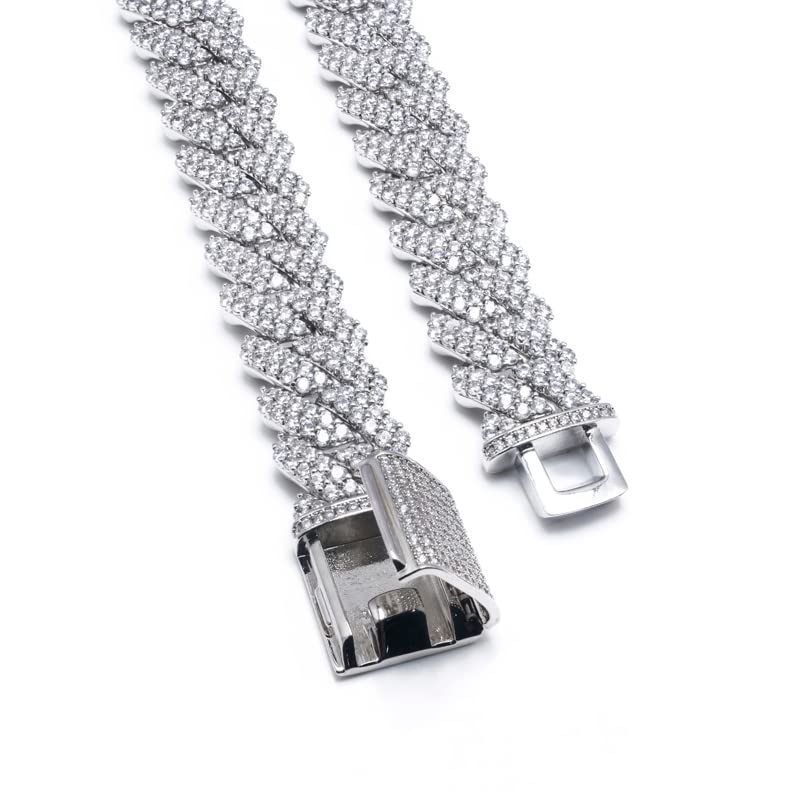 8MM Miami Cuban Moissanite S925 Silver Chain Iced Out Hip Hop Chain