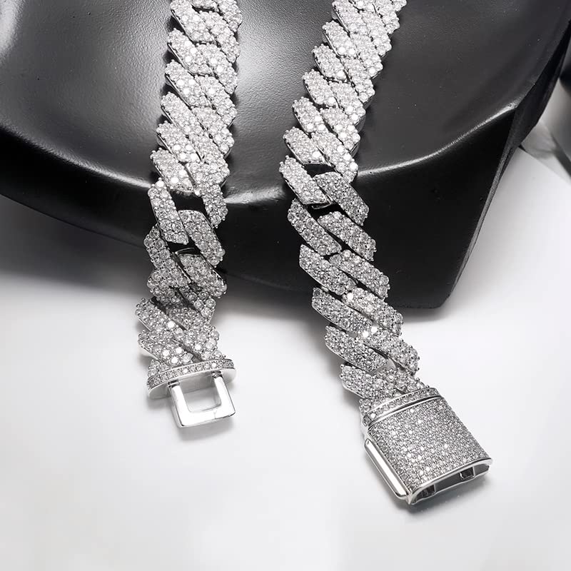 8MM Miami Cuban Moissanite S925 Silver Chain Iced Out Hip Hop Chain