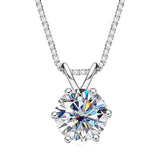 3.0 Carats Moissanite Classic Round 6 Prong Solitaire Pendant Necklace