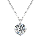 925 Sterling Silver Necklace 1.0 Carats VVS1 Moissanite Round Pendant Necklace