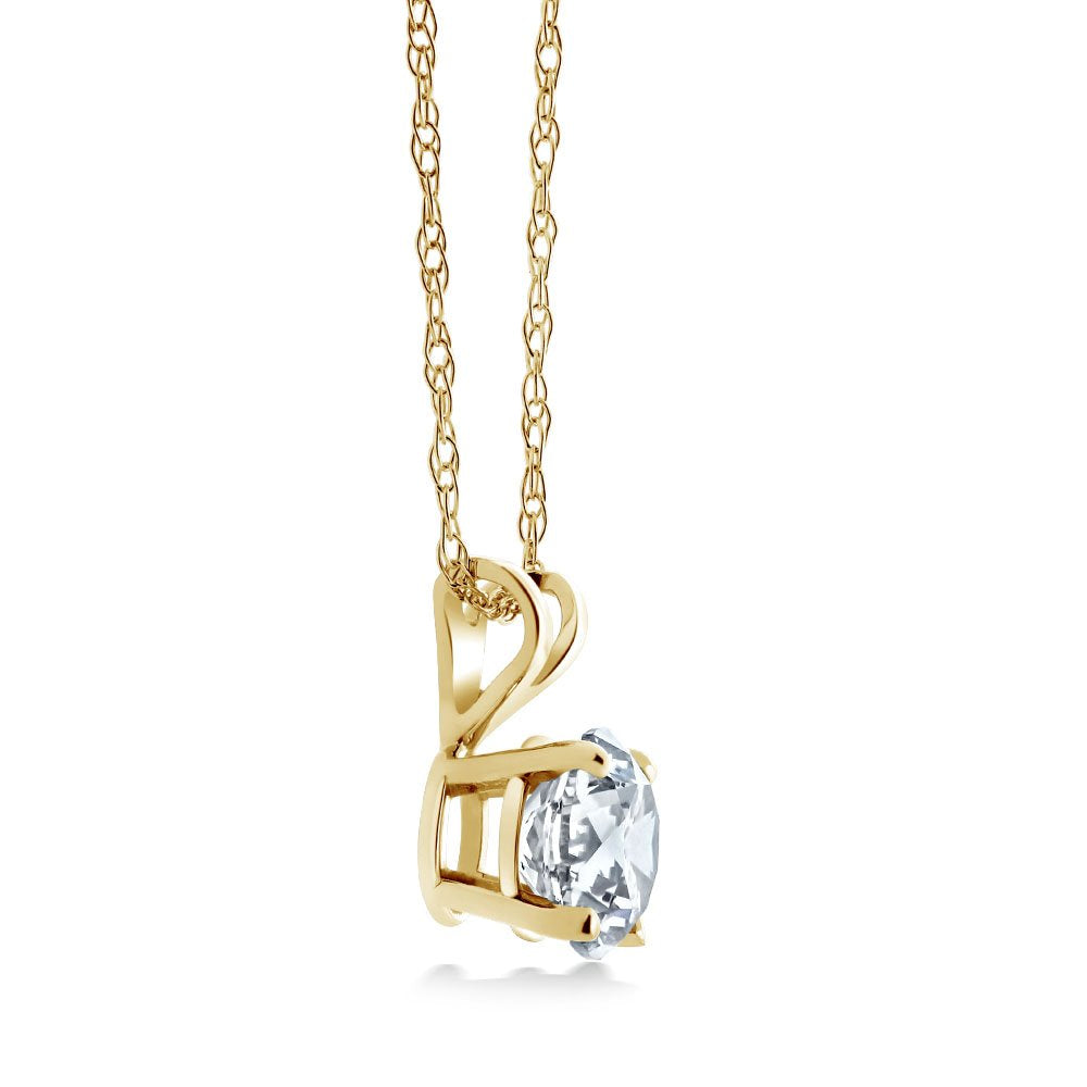 Moissanite Pendant Necklace 14K Gold Plated 925 Sterling Silver Chain